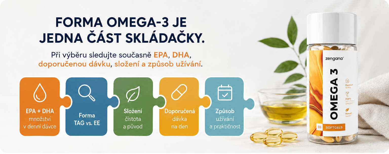Srovnání omega-3 ve formě triglyceridů TAG a ethyl-esterů EE
